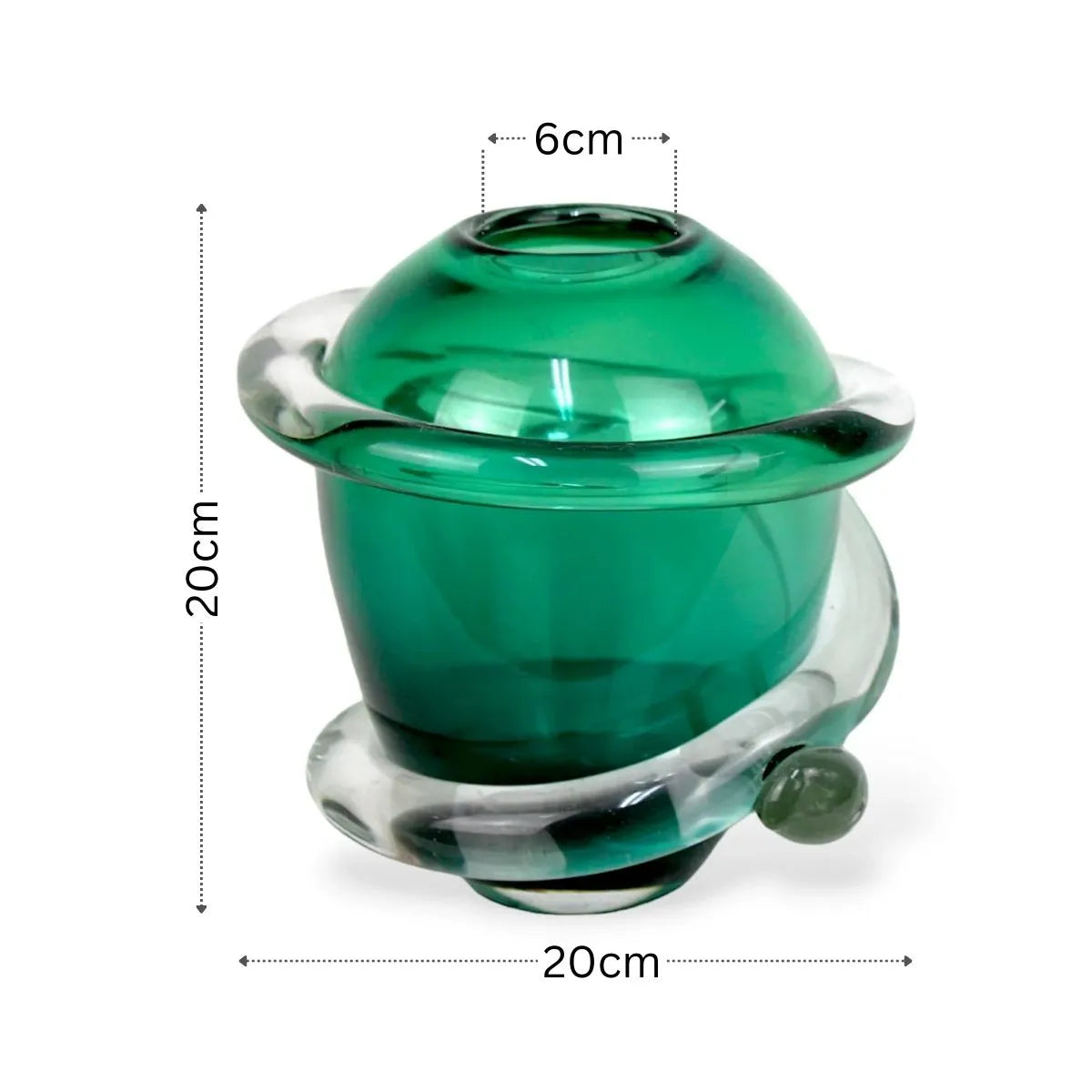 Vaso Colibri Pequeno em Murano Medidas