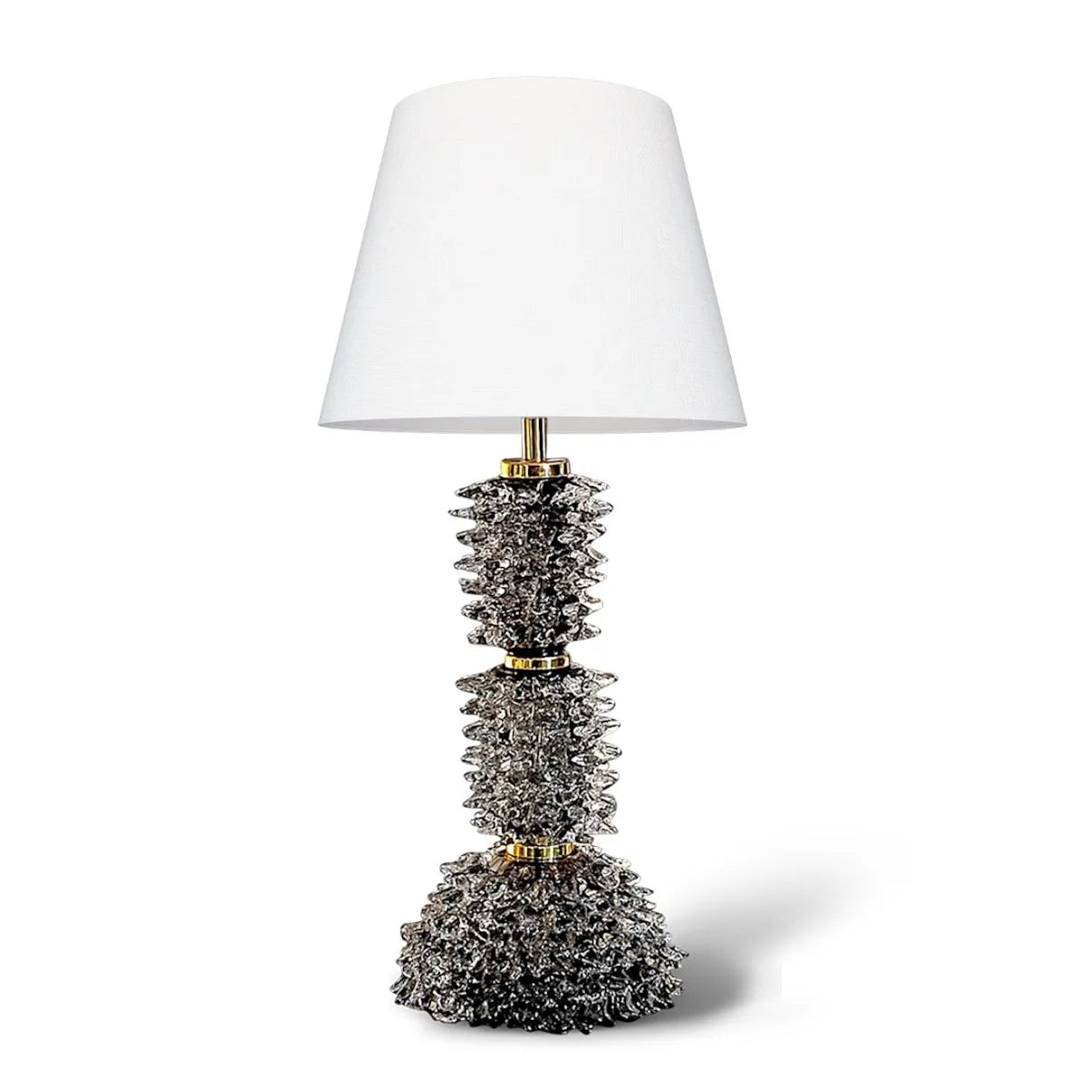 Abajur Murano Cristal Rostratto Preto Médio Espinhos Médio