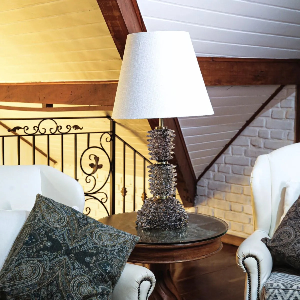 Abajur Murano de Mesa Cristal Rostratto Preto