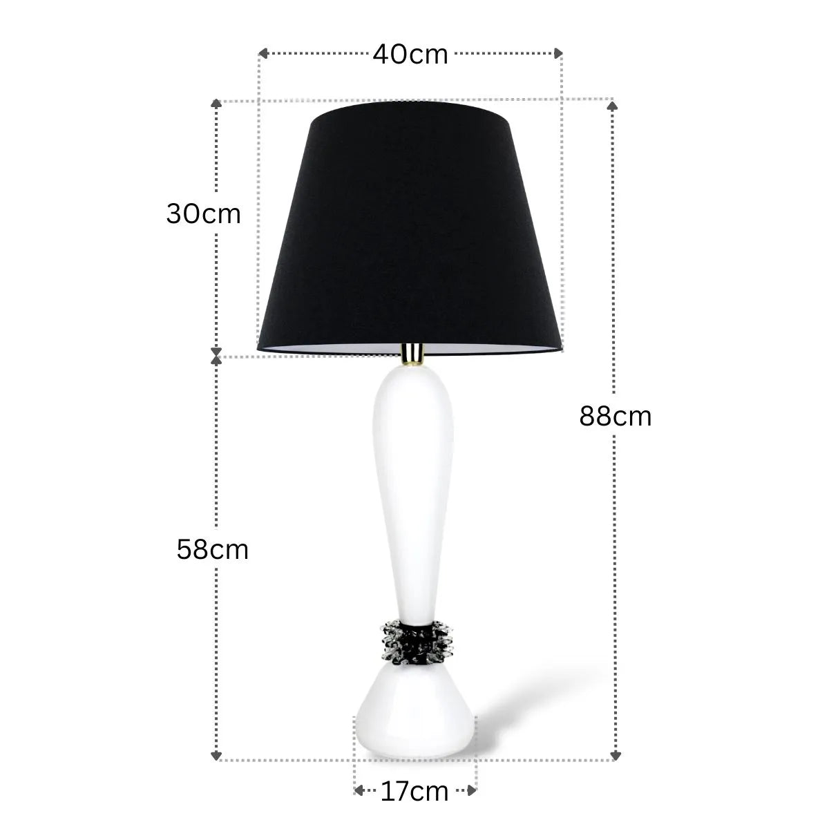 Abajur Murano Gianna Branco com Medidas