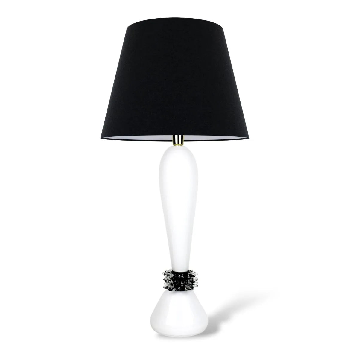 Abajur Gianna Cristal Murano Branco com Detalhes Pretos