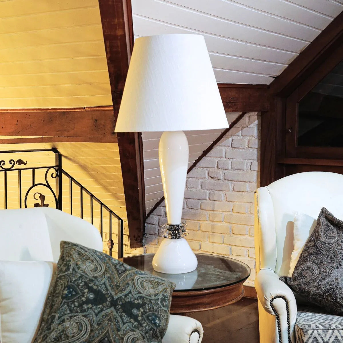 Abajur Murano Cristal Branco Grande