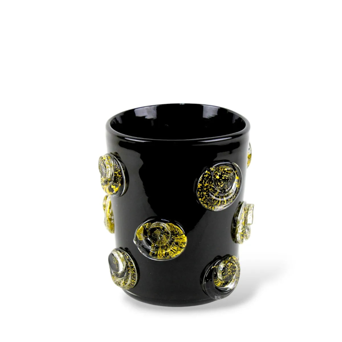 Vaso Murano Bolar com Ouro Detalhe Dourado Preto