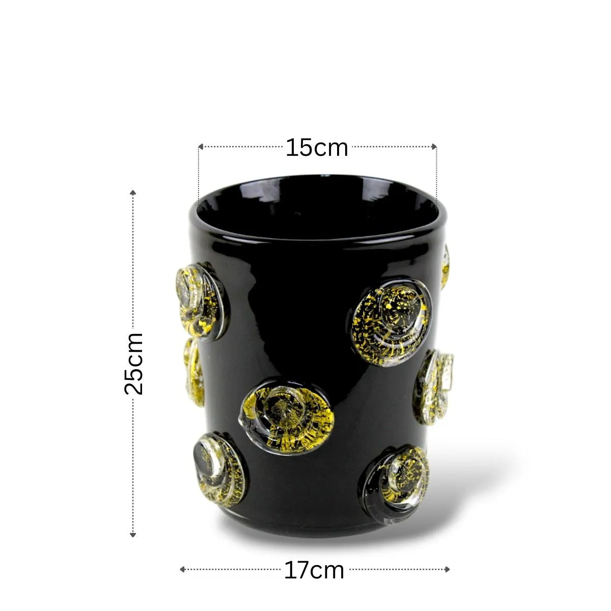 Tamanho de Vaso Murano Preto