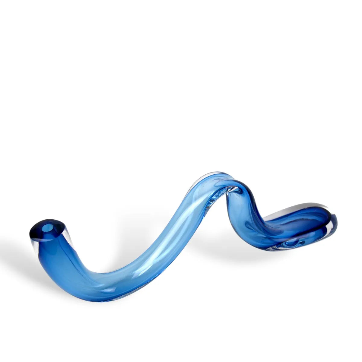 Escultura em Formato de Cobra Decorativa de Cristal Murano Azul