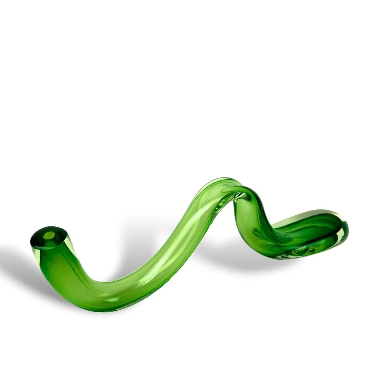 Escultura de Murano Vaso Cobrinha Verde Cristal Casa Design Interiores