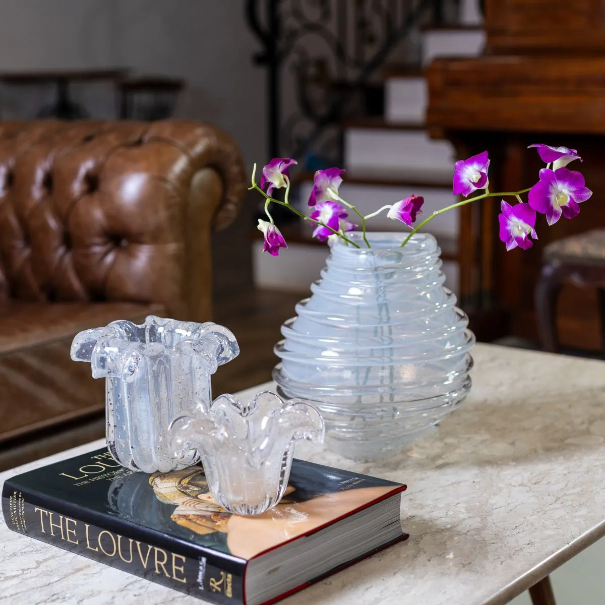 Vaso de Cristal Murano Branco Médio