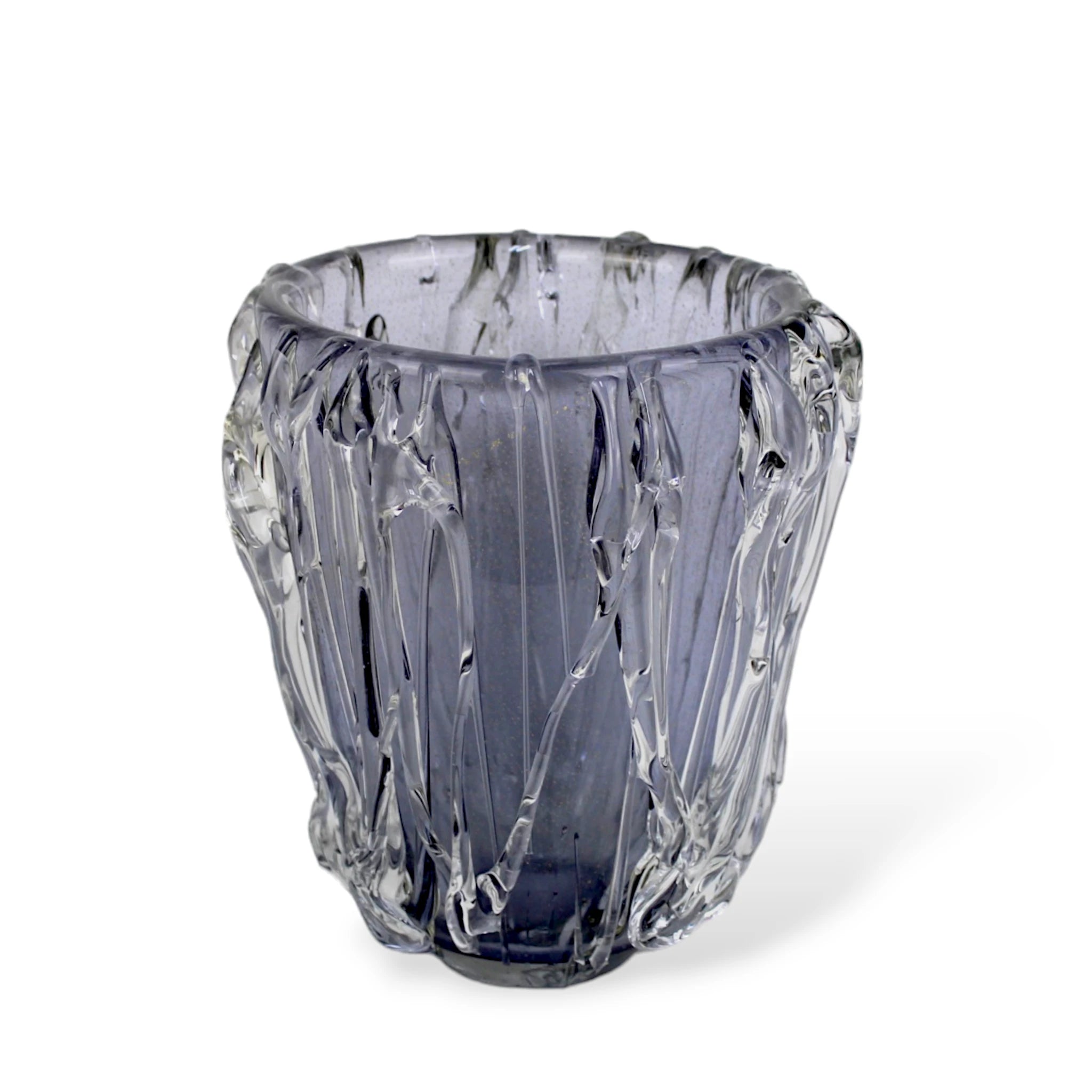 Vaso de Cristal Murano Azul Fumaça