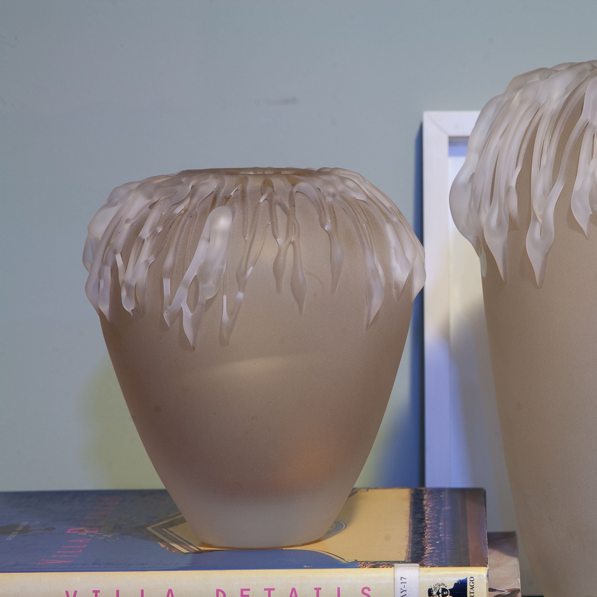 Vaso de Cristal Salmão Murano Fosqueado