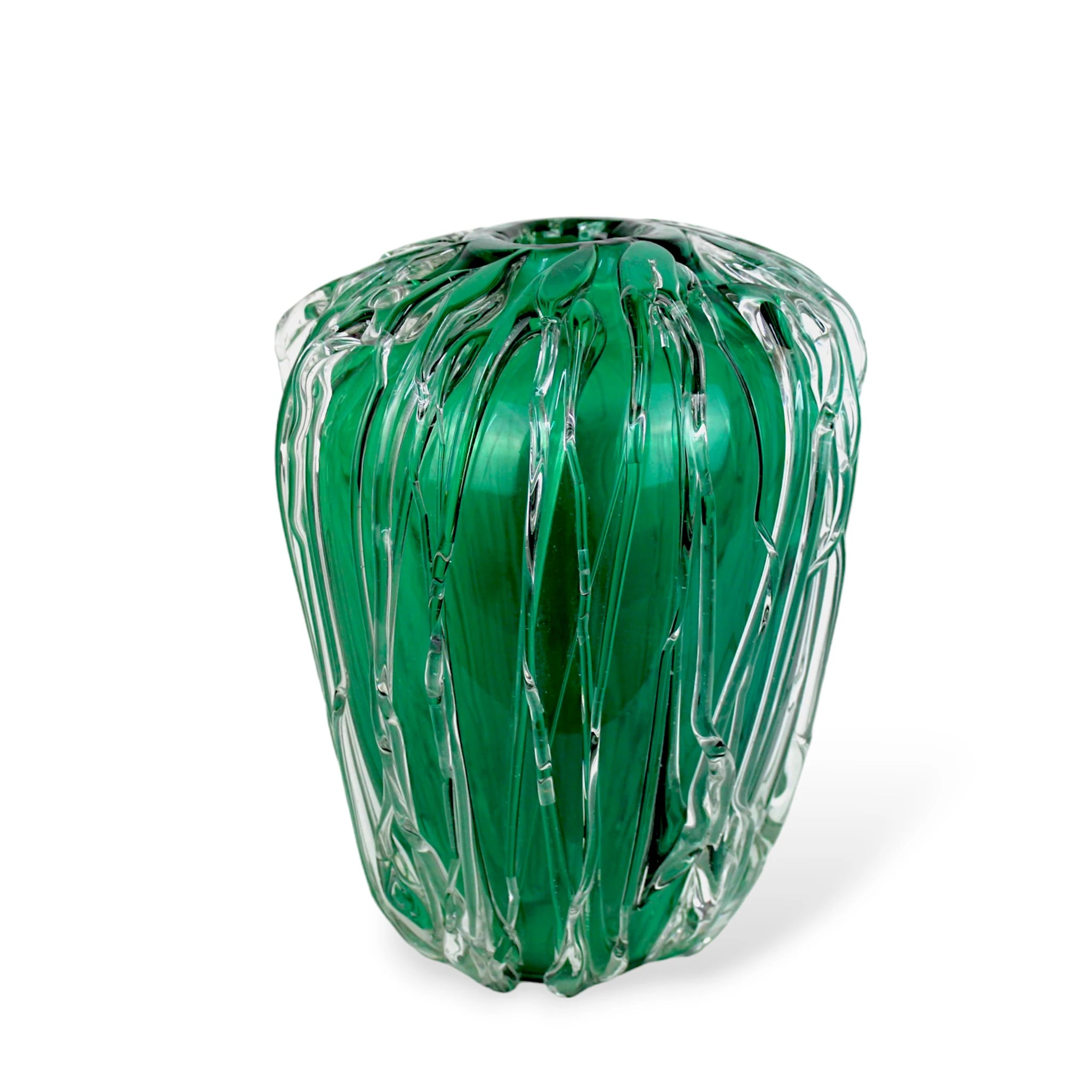 Decoração de Luxo Vaso Verde de Cristal Murano