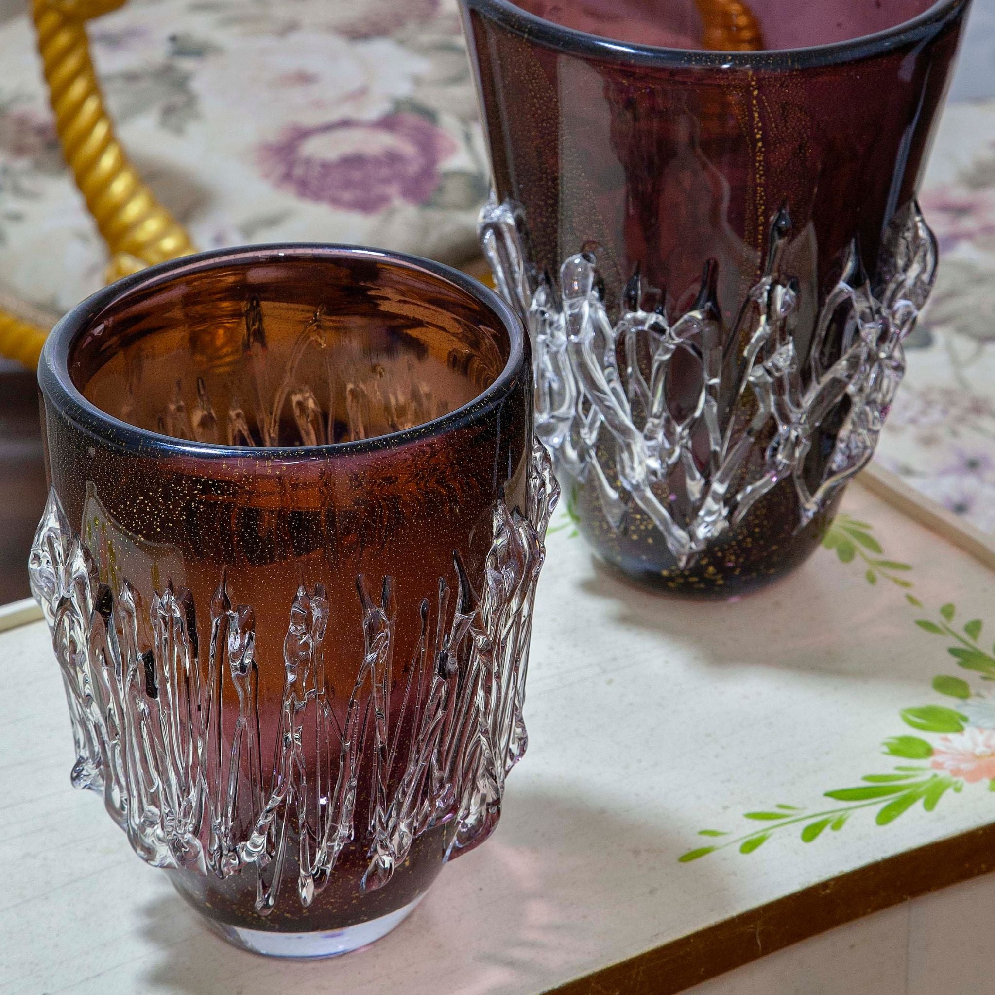 Vaso de Cristal Murano Pequeno Amarelo