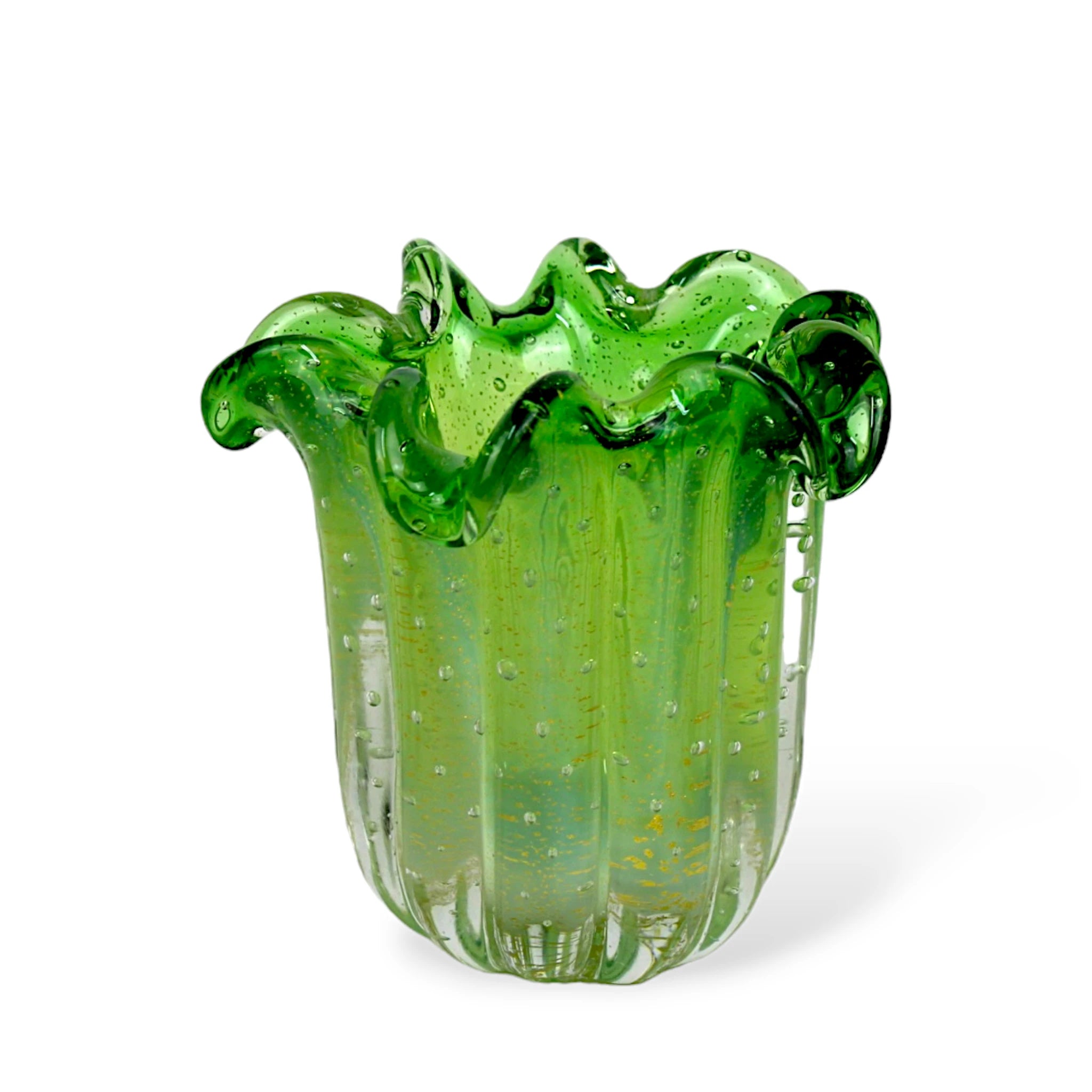 Mini Vaso Organizador Porta Joias Maquiagem Murano Cristal com Ouro