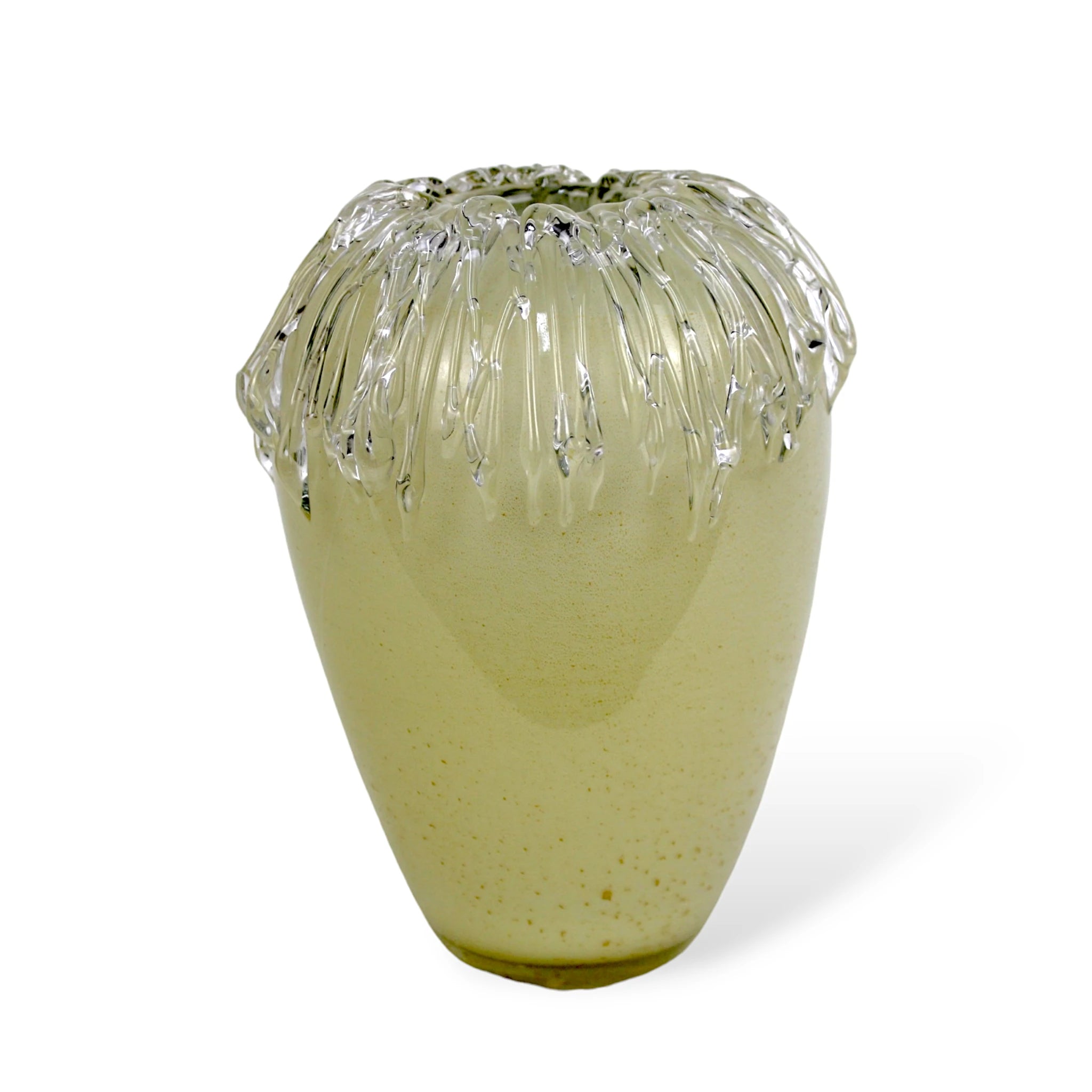 Vaso de Murano Bege Cristal com Ouro