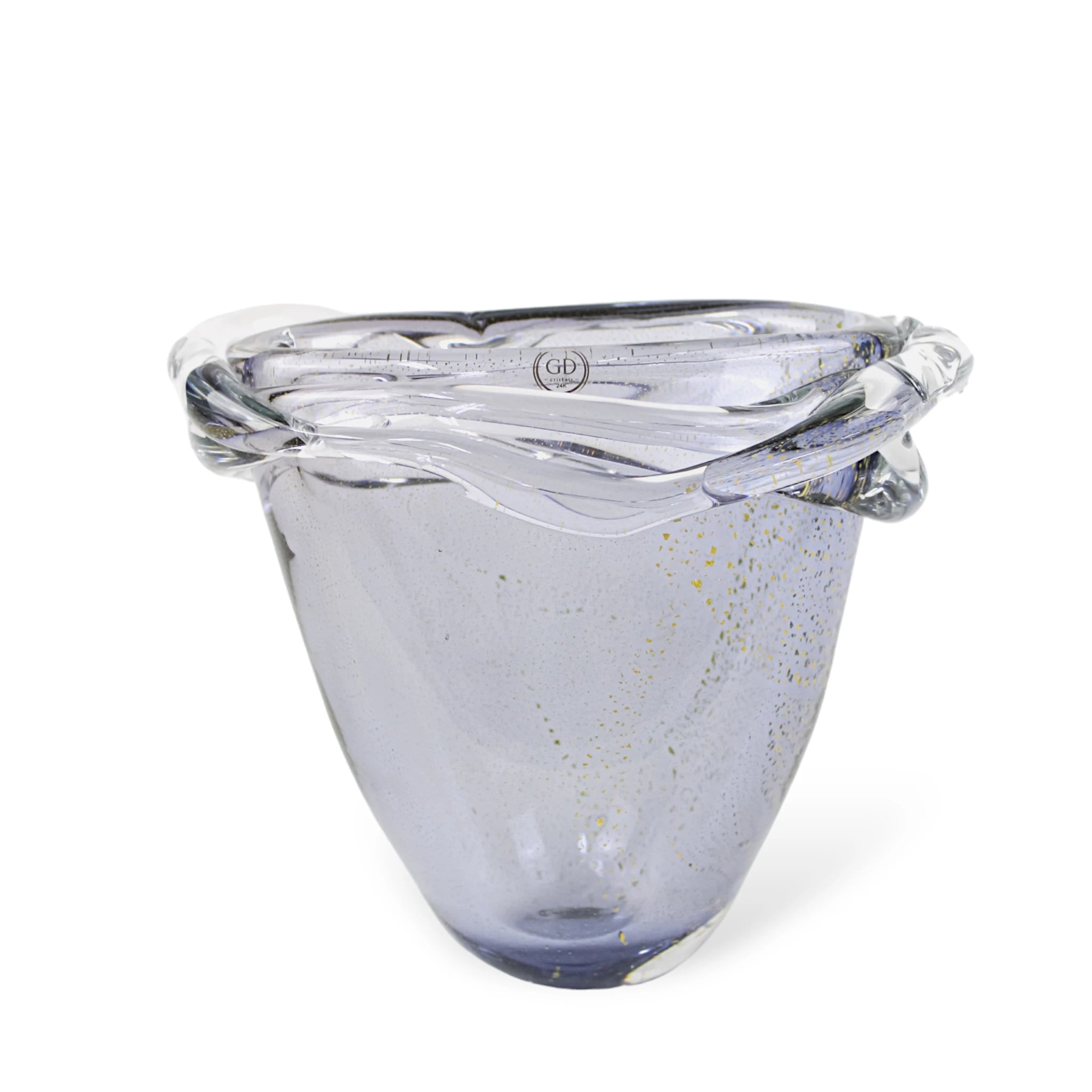 Vaso Cristal Murano Pequeno Azul Ouro