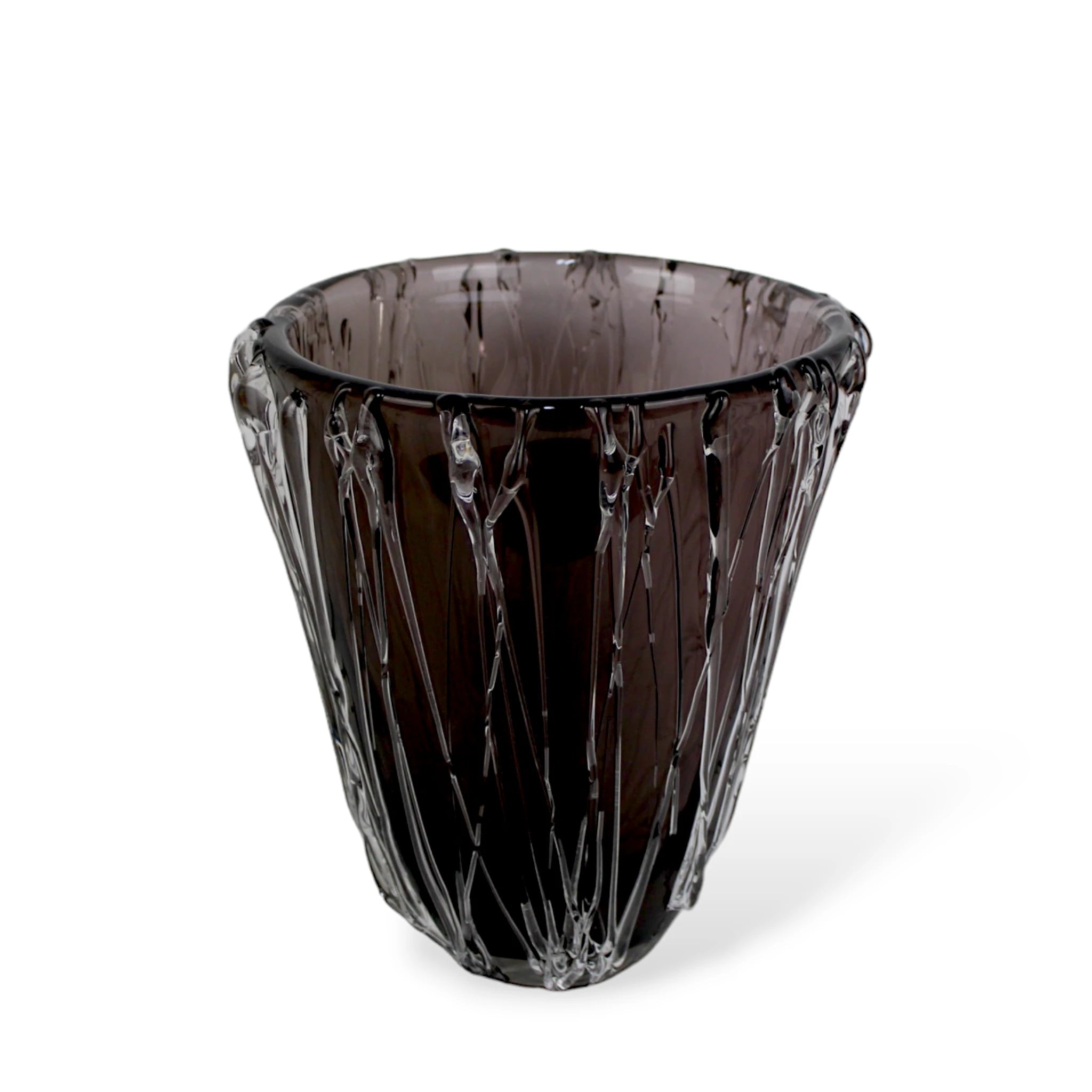 Vaso de Murano Cristal Preta Grafite Detalhado