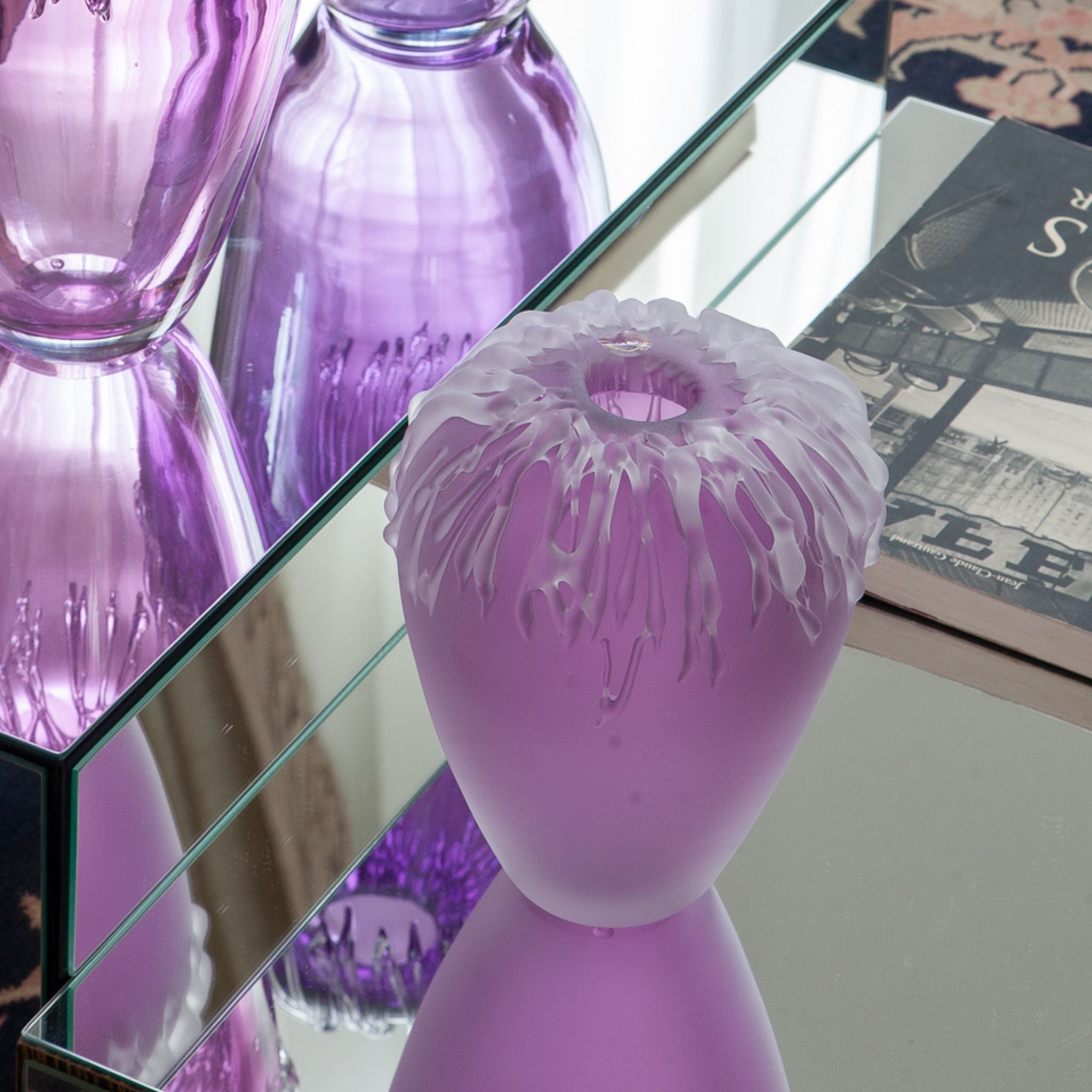 Vaso de Cristal Lilas Roxo em Murano