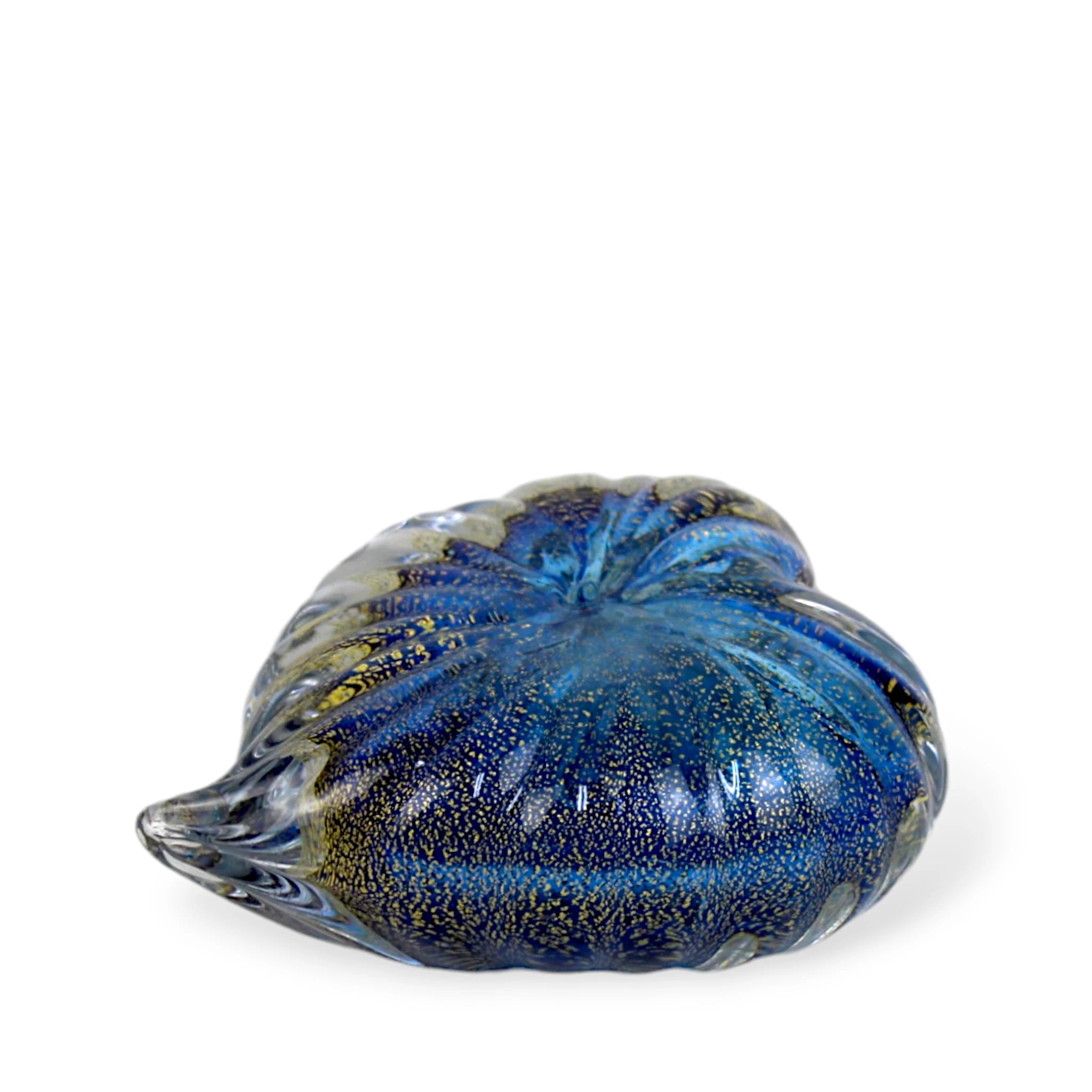 Coração de Cristal Murano com Ouro cor Azul Cobalto