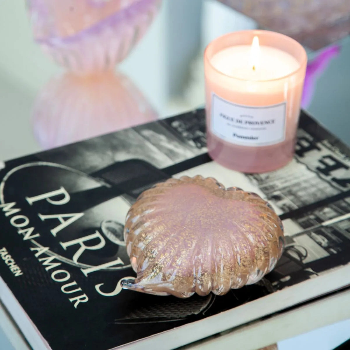 Coração Rosa de Presente Linto Cristal Murano