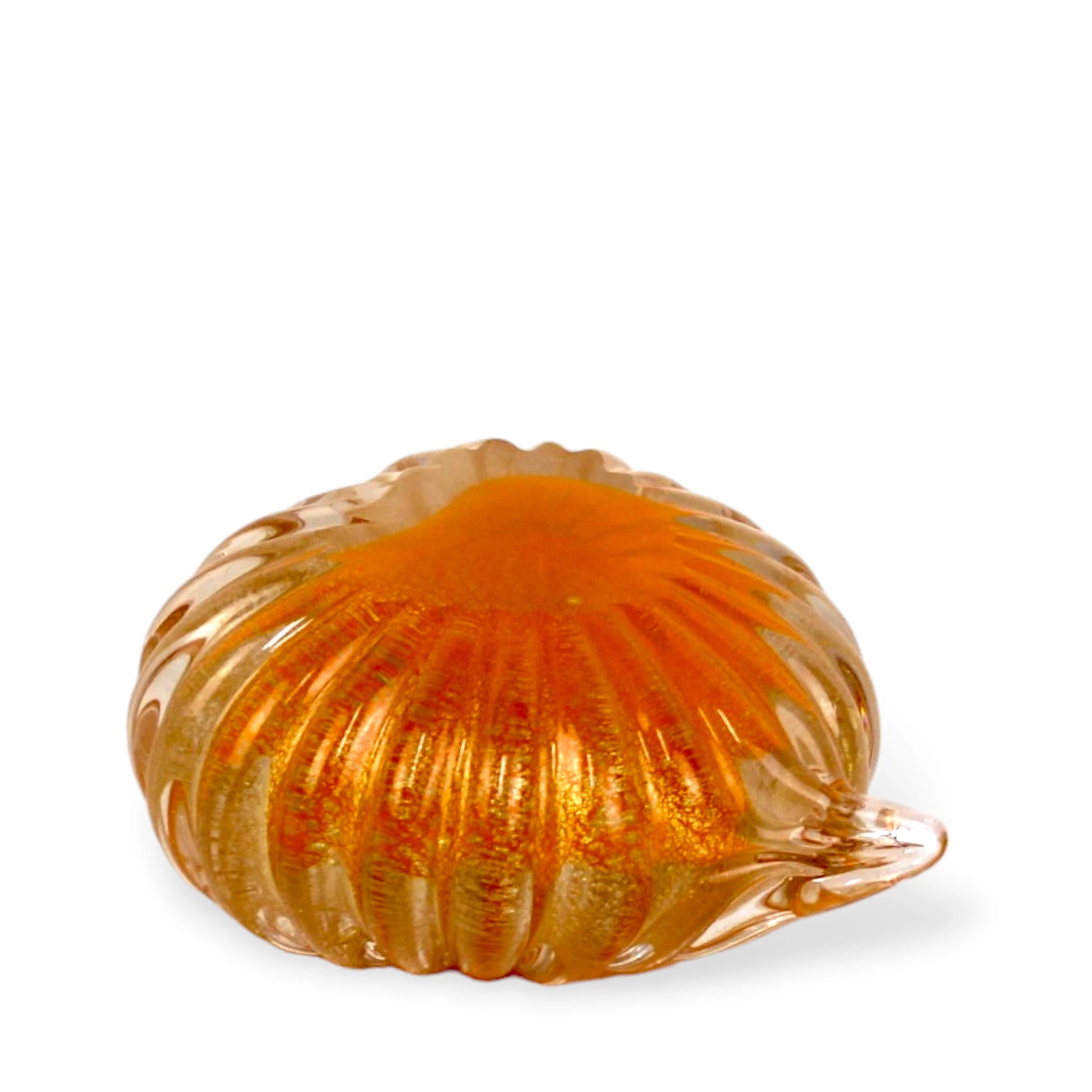 Coração de Cristal Murano com Ouro cor Laranja