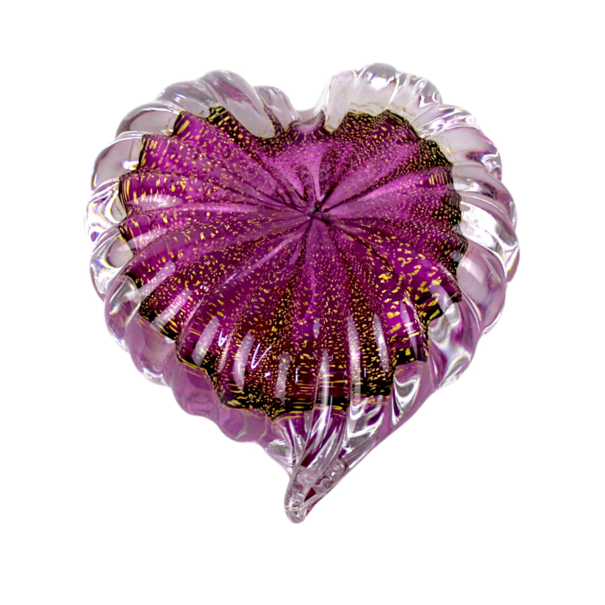 Coração de Cristal Murano com Ouro cor Violeta