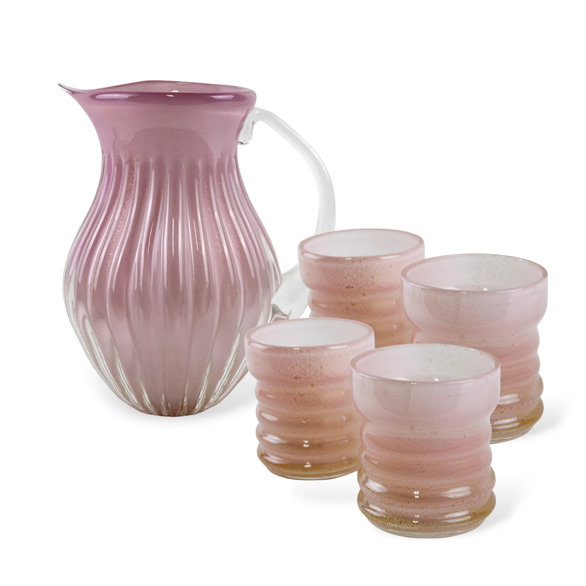Conjunto de Servir Mesa Chique Jarra de Cristal e Copor Murano