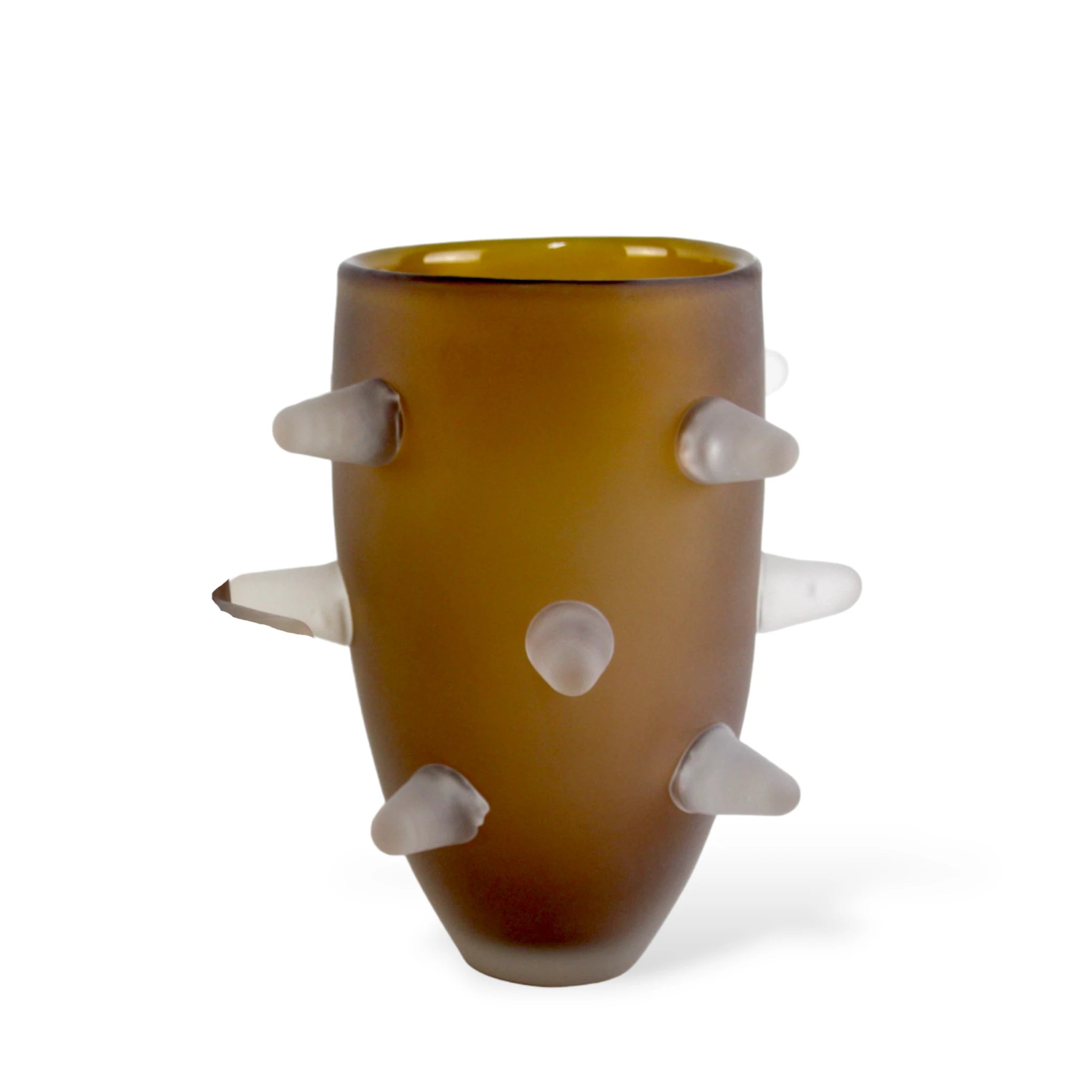 Vaso Thorn Médio Decoração com Espinhos cor Âmbar Fosco