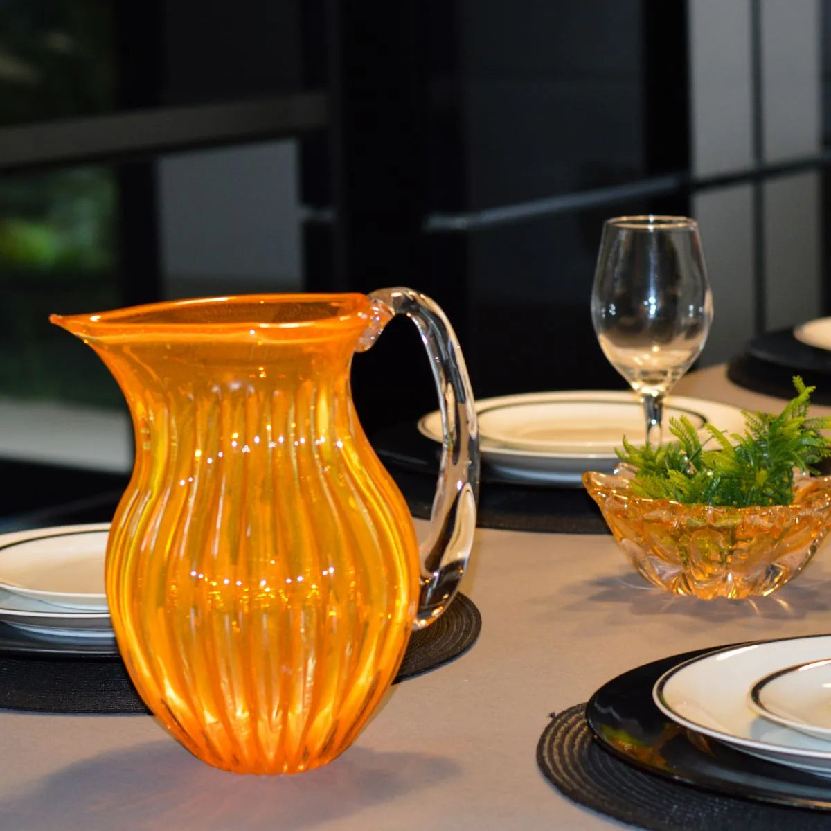 Jarra de Cristal em Murano Laranja Brilhante Jarra de Água