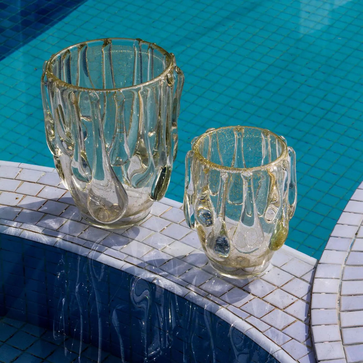 Vaso Aquca de Cristal Grande Murano Cristal