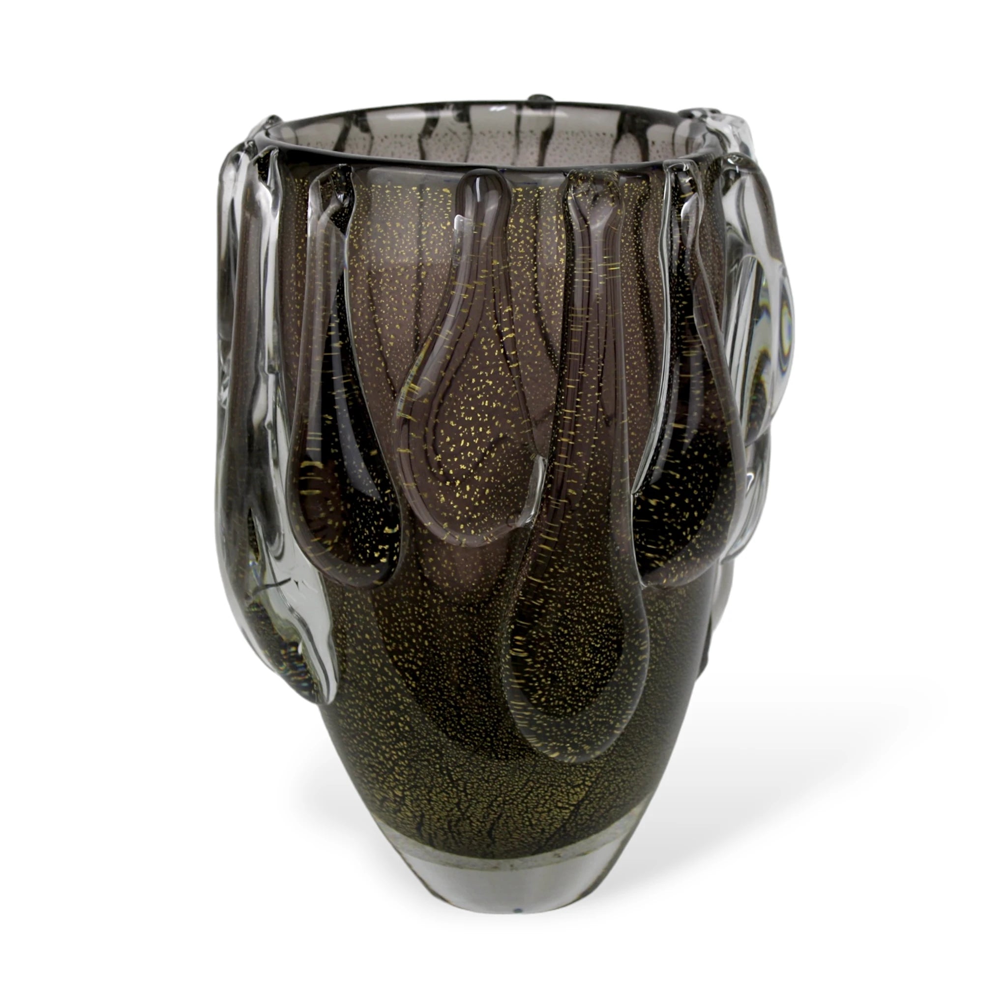 Vaso de Murano Decoração de Casa com Ouro Preto Grande