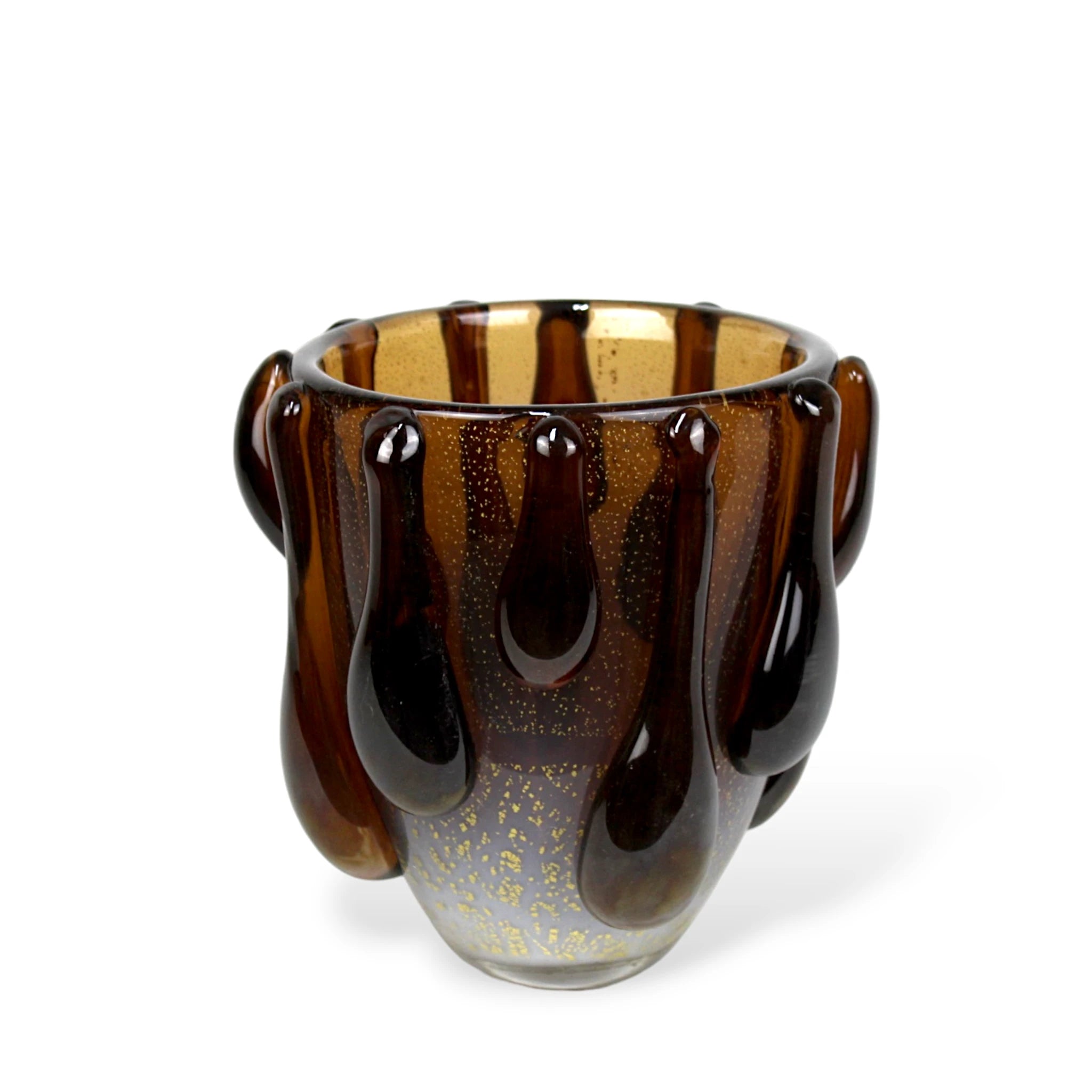 Vaso de Cristal Murano Marrom Pequeno