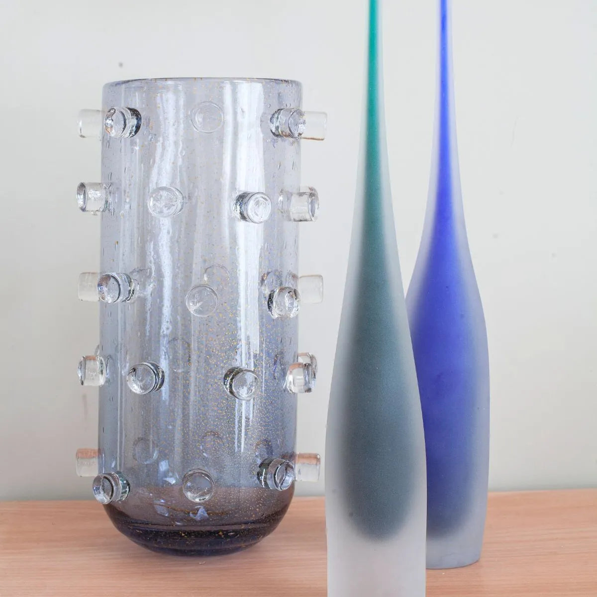 Design Alto Padrão Vaso de Cristal Murano Grande Azul