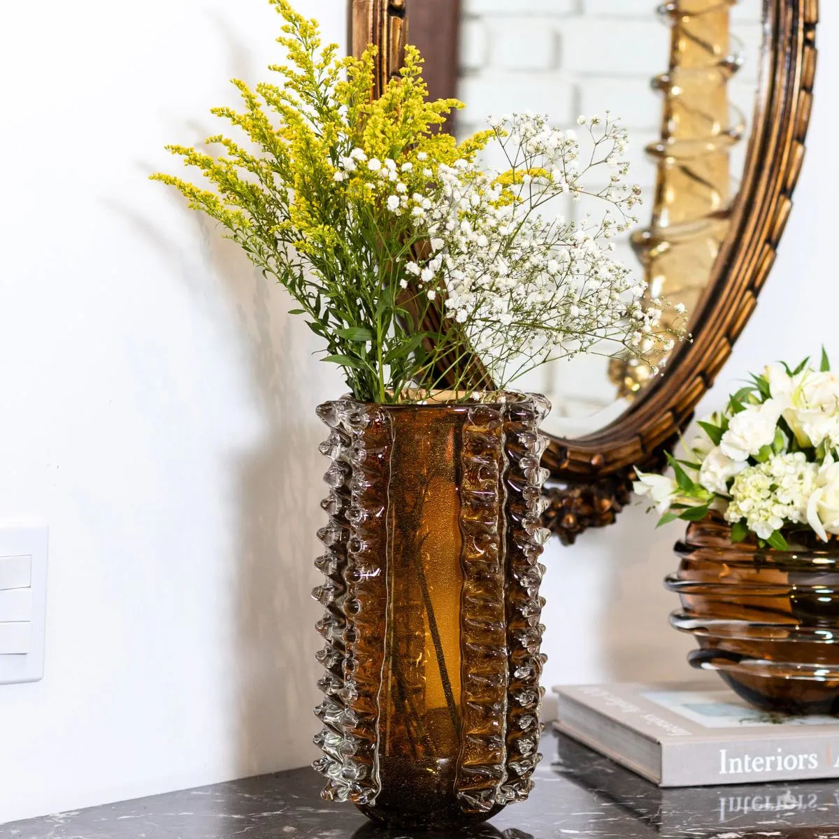 Vaso de Cristal Murano Grande Marrom