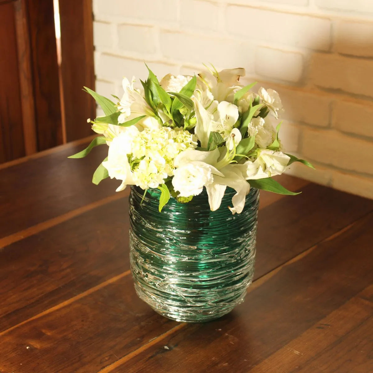 Vaso de Cristal Murano Verde Pequeno Flores