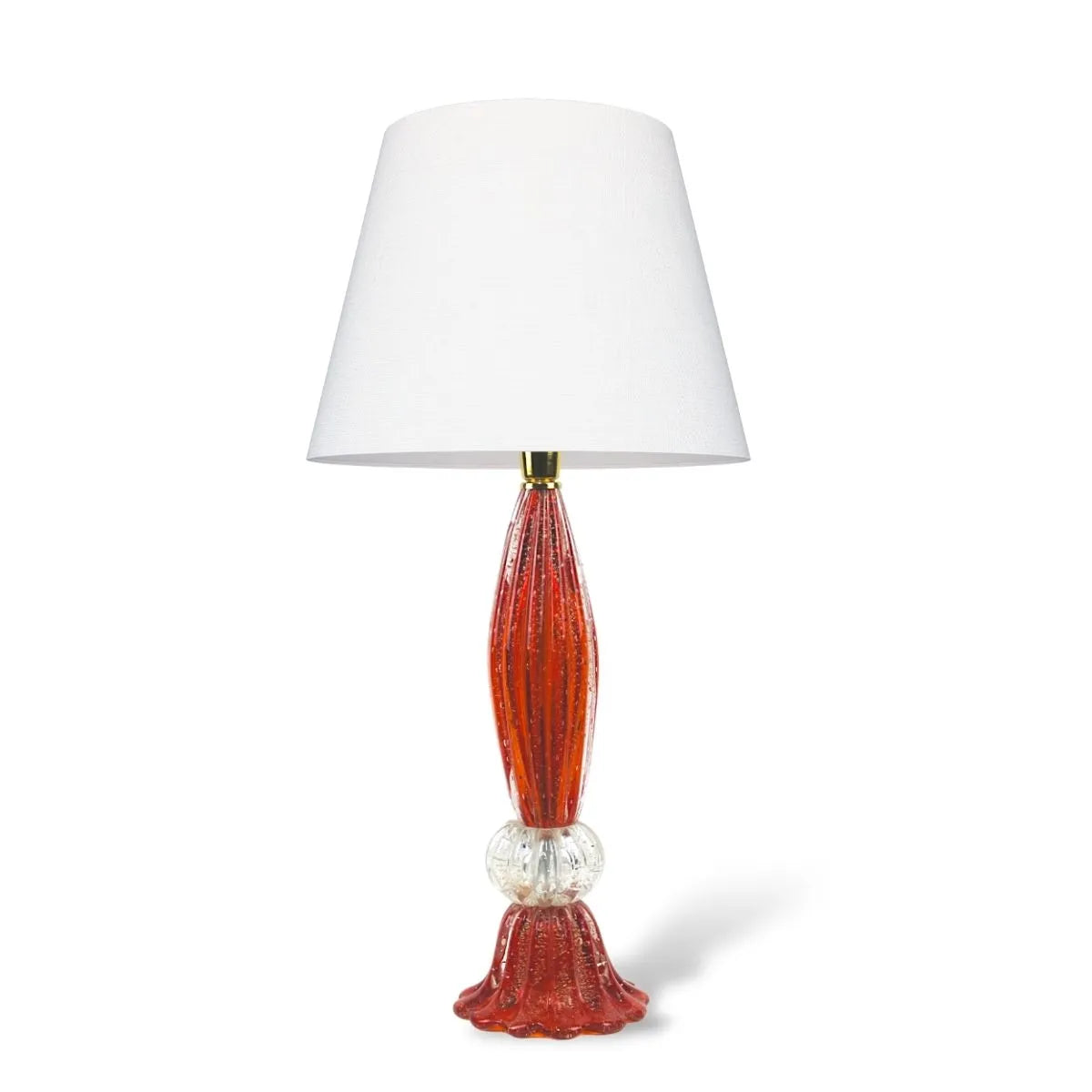 Abajur Cristal Murano Vermelho com Ouro