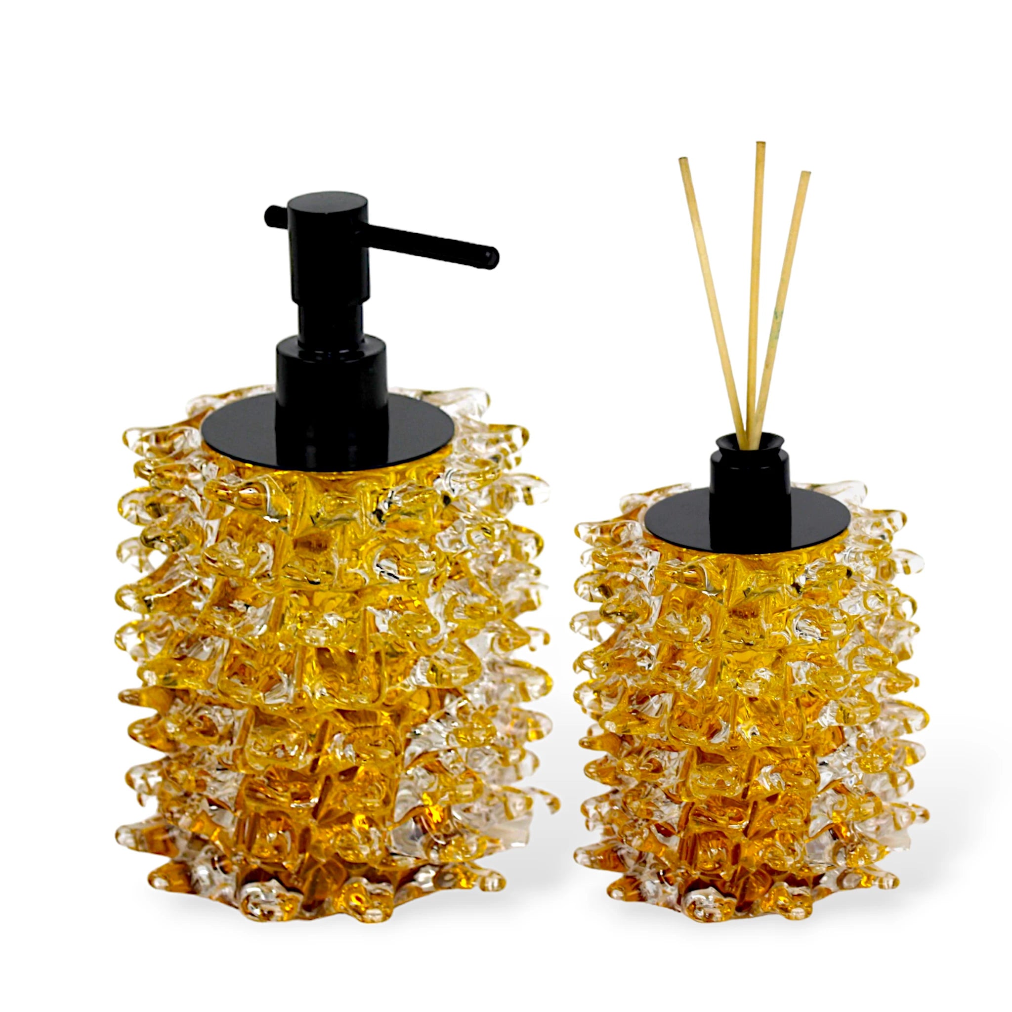 Conjunto de Luxo Design de Banheiroo Luxo Murano Saboneteira Banheiro Sabonete  Difusor Cristal Dourado