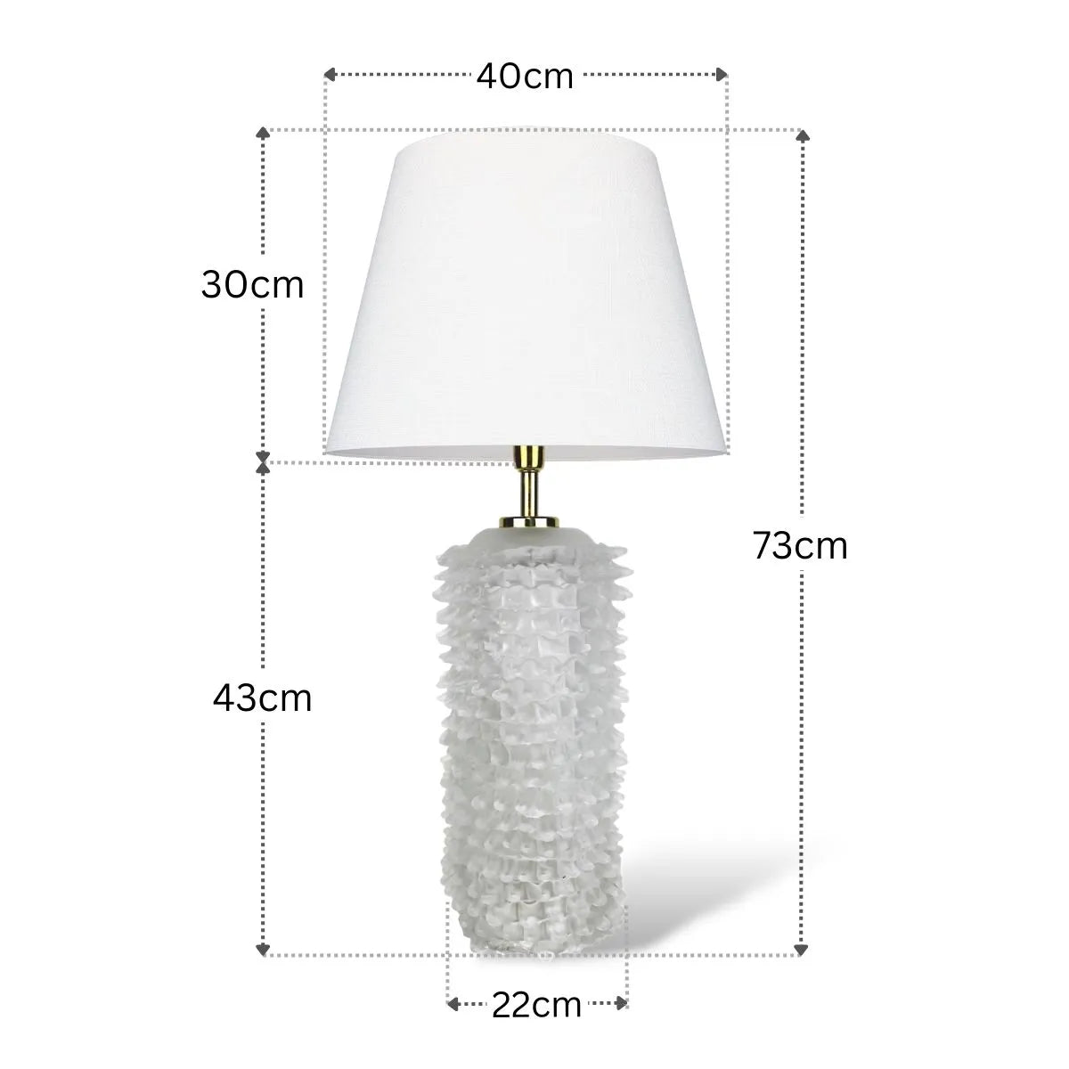 Tamanho Abajur Cristal Murano Rostratto Cristal Fosco Branco