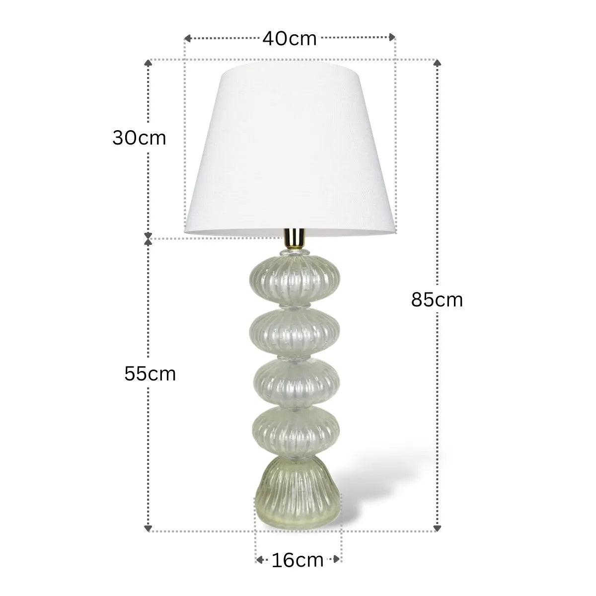 Abajur Murano Italiano Off White Medidas 85cm