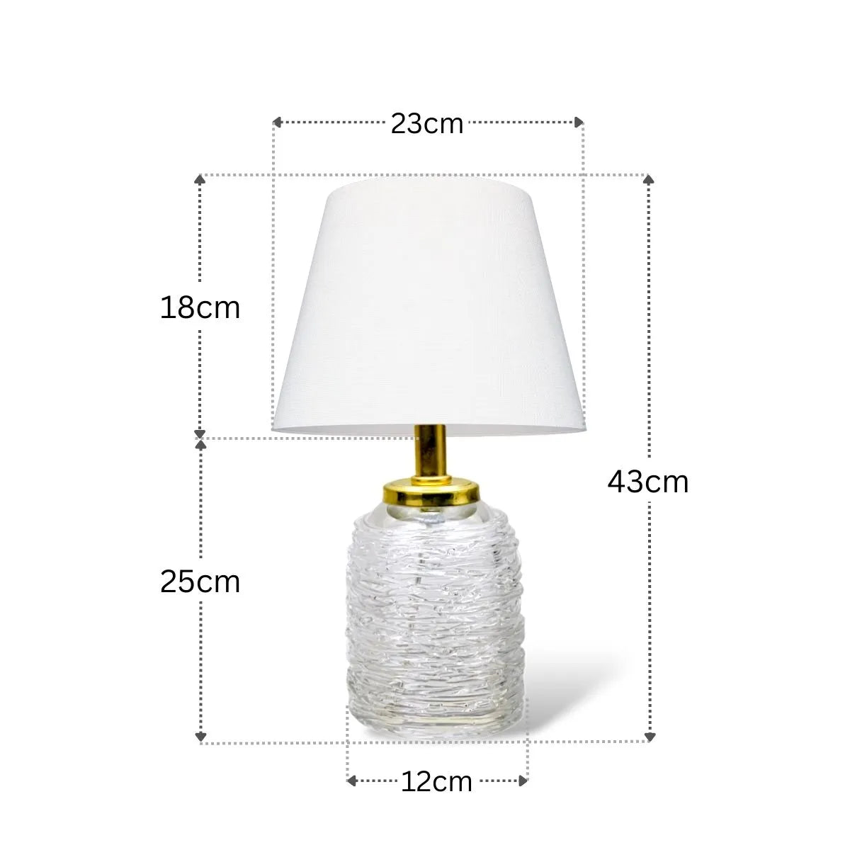 Tamanho de um Abajur Murano Pequeno de Cristal
