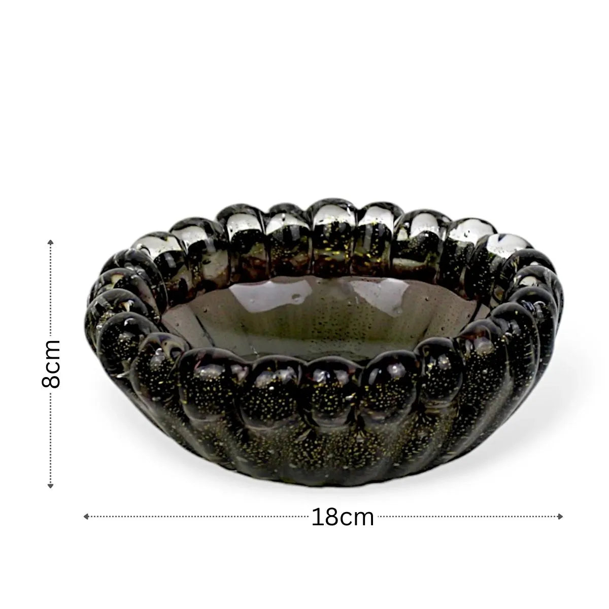 Bowl Murano Grande Preto com Ouro Medidas