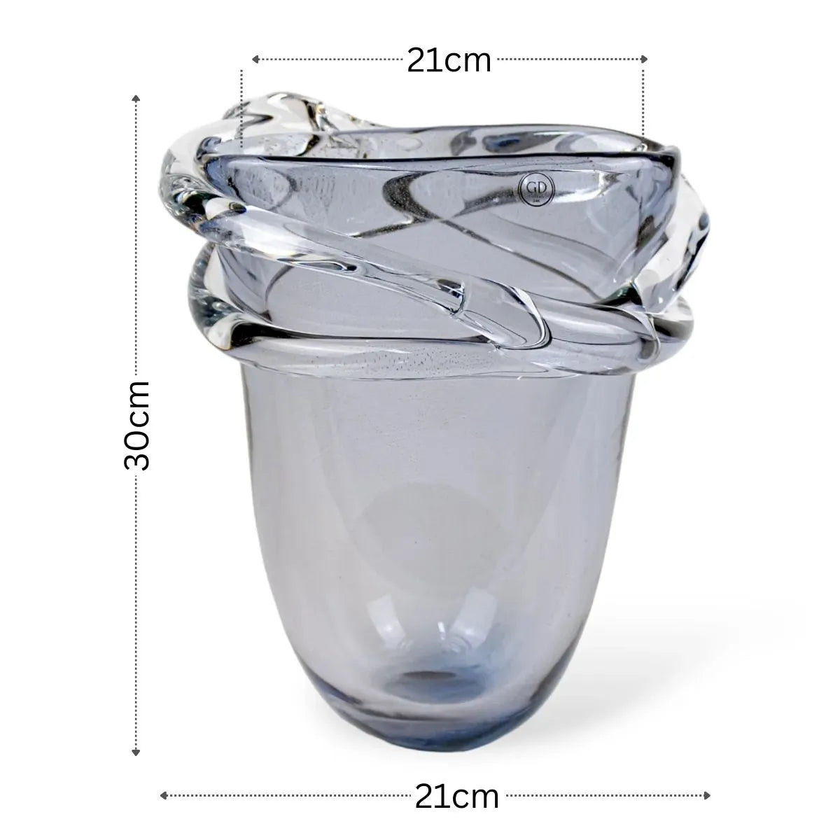 Vaso Áuria em Murano com Ouro Médio Medidas
