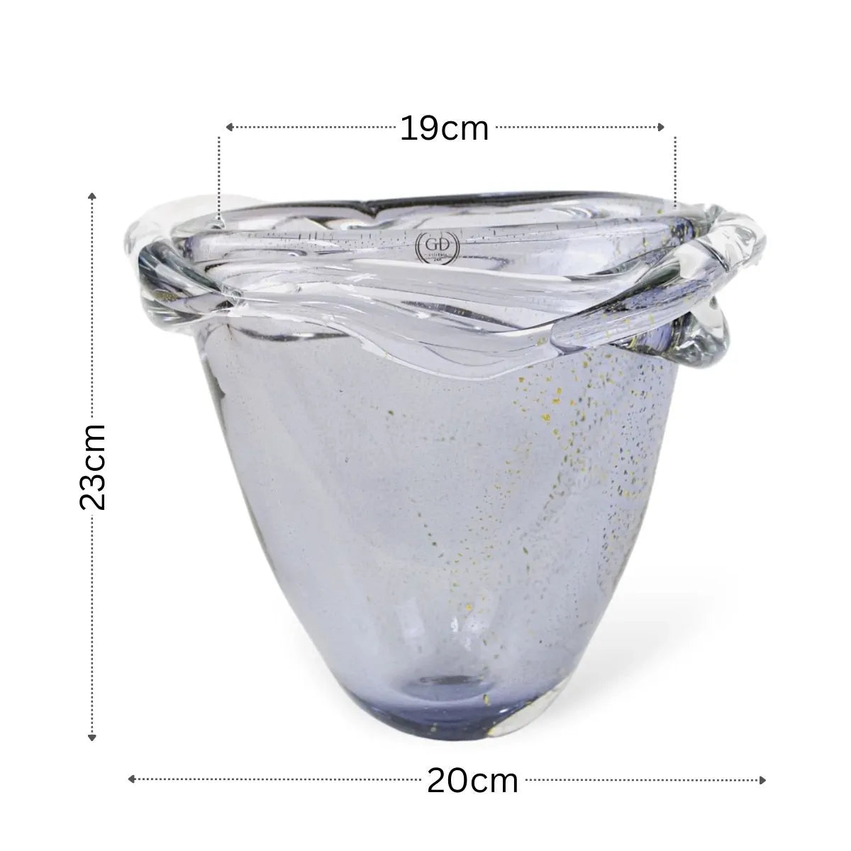 Vaso Áuria Pequeno em Murano com Ouro Medidas