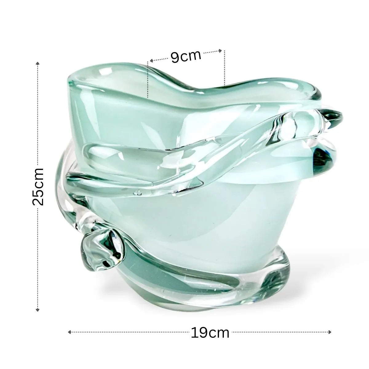Vaso Jade Médio em Murano Medidas