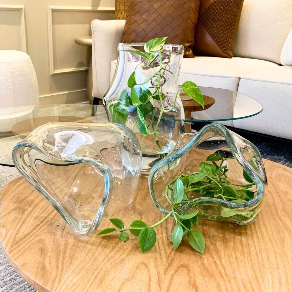Vaso Rosa Escultura Cristal Abstrata
