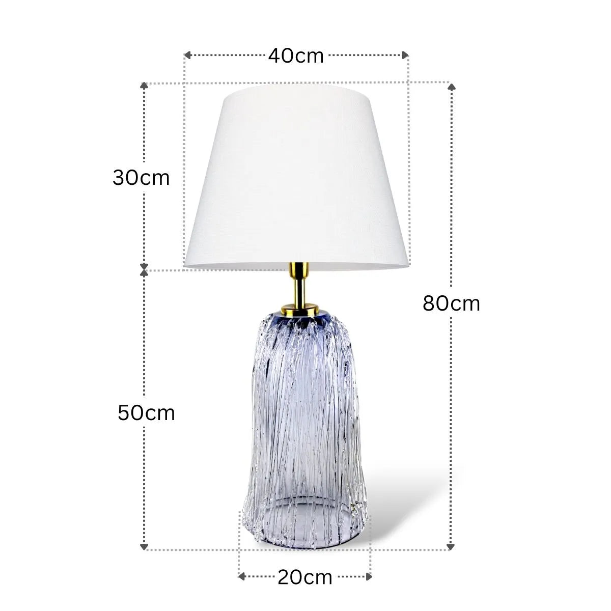 Abajur Cristal Murano Azul com Medidas