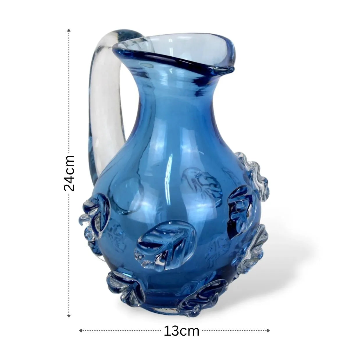 Jarra Flowers em Cristal Murano Azul Acqua Medidas